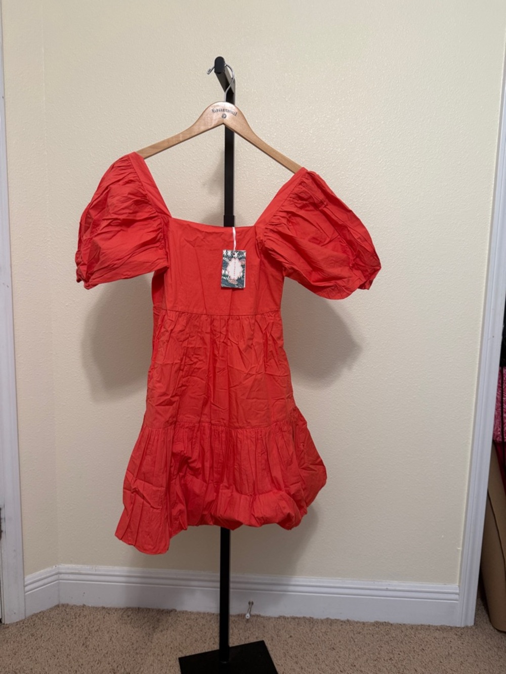 Oliphant Women’s 🌹Red Puff Sleeve Tiered Mini Dress